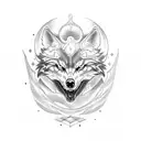 crow, yggdrasil, wolf tattoo design idea