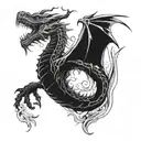 fantasy dragon breathing fire tattoo design idea
