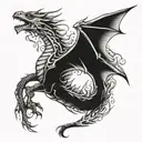 fantasy dragon breathing fire tattoo design idea