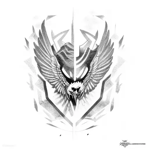 hawk eyes in medieval battlefield tattoo design idea