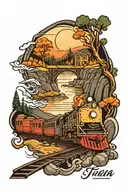 train track winding river tattoo design idea