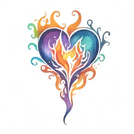 flame tattoo design for man burning hot raging flame single flame multicolour slim tall sleek design colourful loveheart tattoo design idea