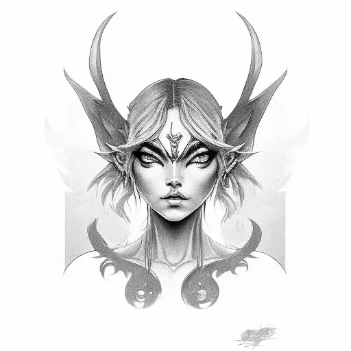 Nude Night Elf tattoo design idea