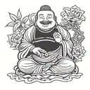 laughing buddha inner peace tattoo design idea