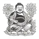 laughing buddha inner peace tattoo design idea