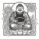 laughing buddha inner peace tattoo design idea