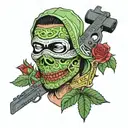 Ski Mask featuring  money notes gun drugs roses tattoo design idea