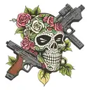 Ski Mask featuring  money notes gun drugs roses tattoo design idea