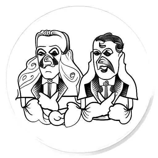 Comedy and tragedy masks tattoo design idea