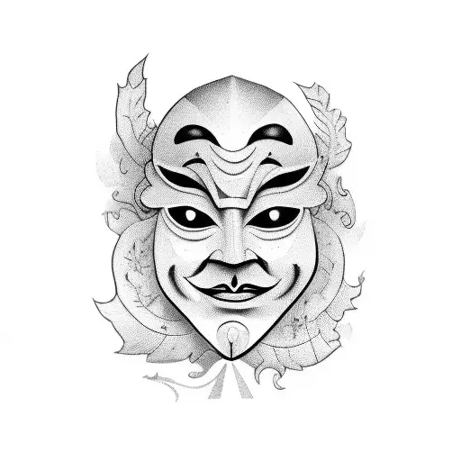 Comedy and tragedy masks tattoo design idea