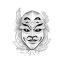 Comedy and tragedy masks tattoo design idea