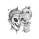 Comedy and tragedy masks tattoo design idea
