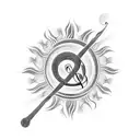 treble clef and burning sun tattoo design idea