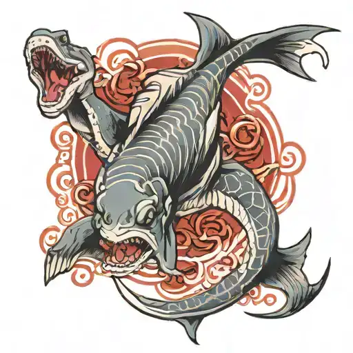 hammerhead shark and scorpion tattoo design idea
