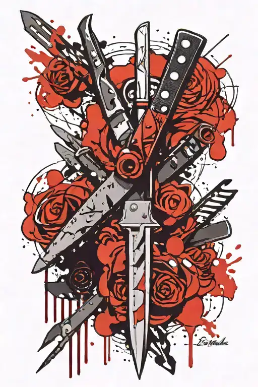 butcher knives themed tattoo tattoo design idea
