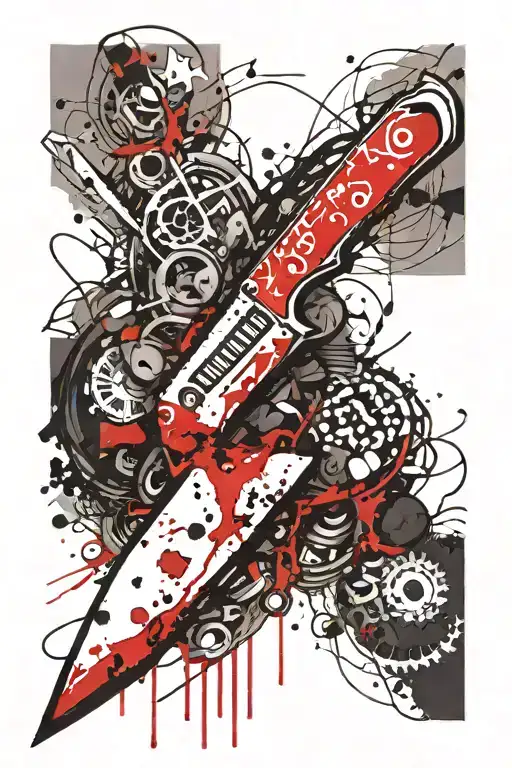 butcher knife morphing tattoo design idea