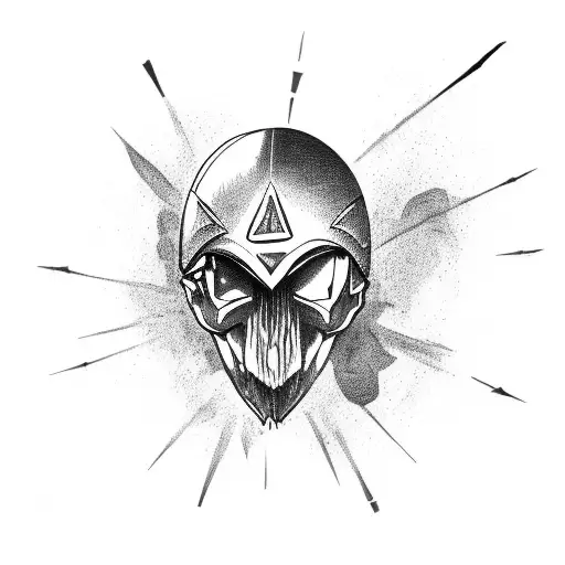 a undead crow wearing a head skull helmet tattoo design idea