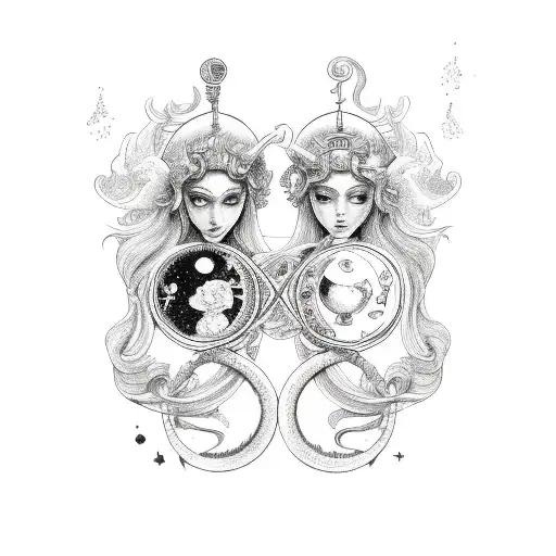 Aquarius with Gemini  tattoo design idea