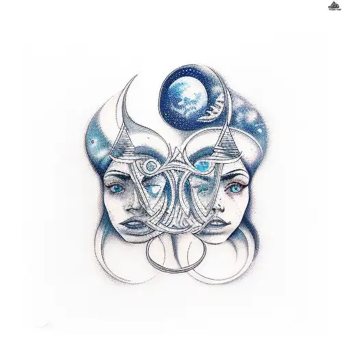 Aquarius with Gemini  tattoo design idea