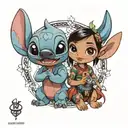 lilo and stitch holding tattoo design idea