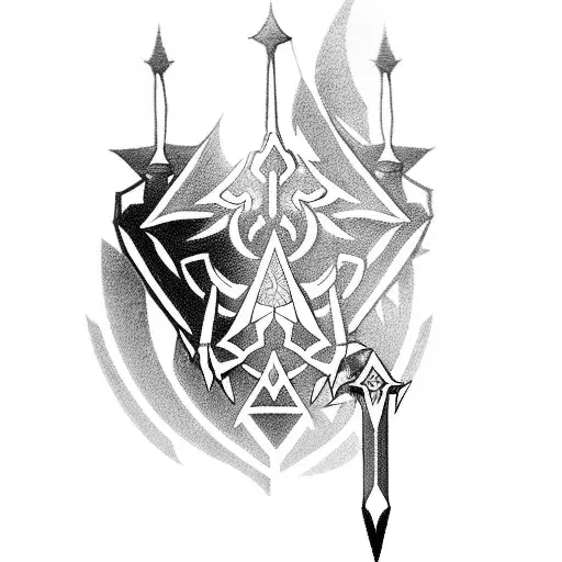 princess zelda holding the master sword tattoo design idea