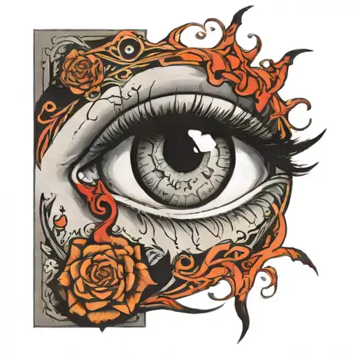 eye inside the pupil the shadow of the 3 crucified tattoo design idea