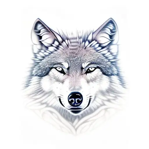 mix of a wolf and an angel tattoo design idea