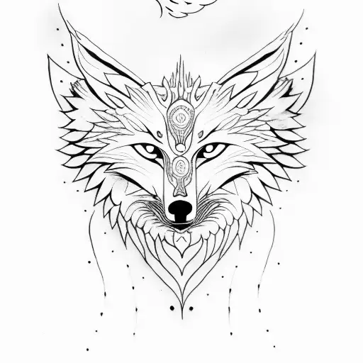 mix of a wolf and an angel tattoo design idea