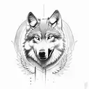 mix between a wolf and an angel tattoo design idea