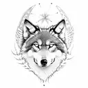 mix between a wolf and an angel tattoo design idea