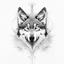 mix between a wolf and an angel tattoo design idea