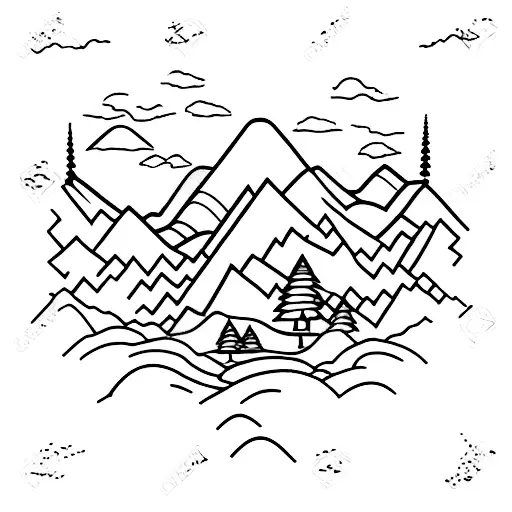 Mountain with road in the middle tattoo design idea