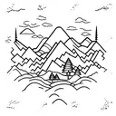 Mountain with road in the middle tattoo design idea