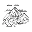 Mountain with road in the middle tattoo design idea