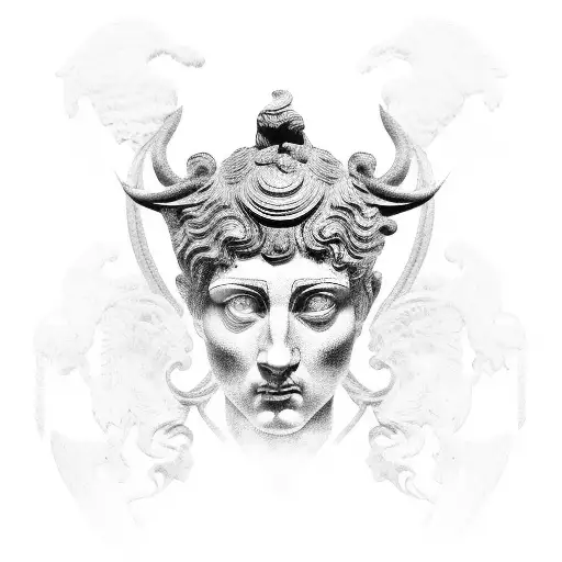 roman statue tattoo design idea