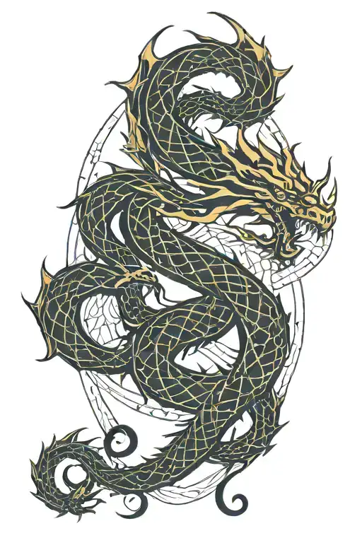 Dragon with Moon and Sun moon star tattoo design idea