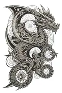 Dragon with Moon and Sun tattoo design idea
