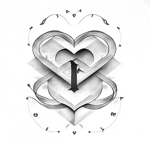 cursive Initial M with heart around it  tattoo design idea