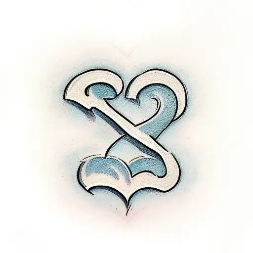 cursive Initial M with heart around it  tattoo design idea