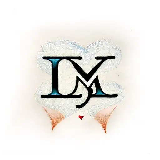 letter M with heart around it  tattoo design idea