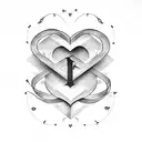 cursive Initial M with heart around it  tattoo design idea