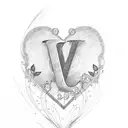 cursive Initial M with heart around it  tattoo design idea