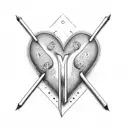 cursive Initial M with heart around it  tattoo design idea