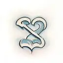 cursive Initial M with heart around it  tattoo design idea