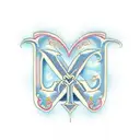 cursive Initial M with heart around it  tattoo design idea