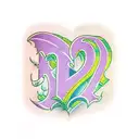 cursive Initial M with heart around it  tattoo design idea