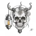 A skull inside a light bulb,  and the fibers that turn on the light bulb come out of the eyes  tattoo design idea