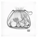 mesh bag with vegetables inside and coming out of the bag tattoo design idea
