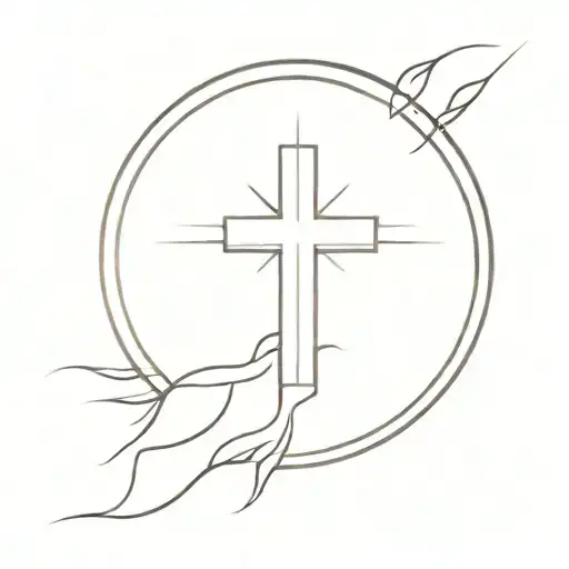 cross with sun rays tattoo design idea