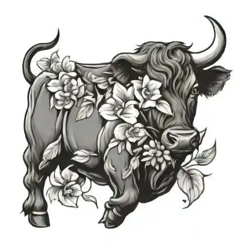 Ferdinand the bull with flowers  tattoo design idea
